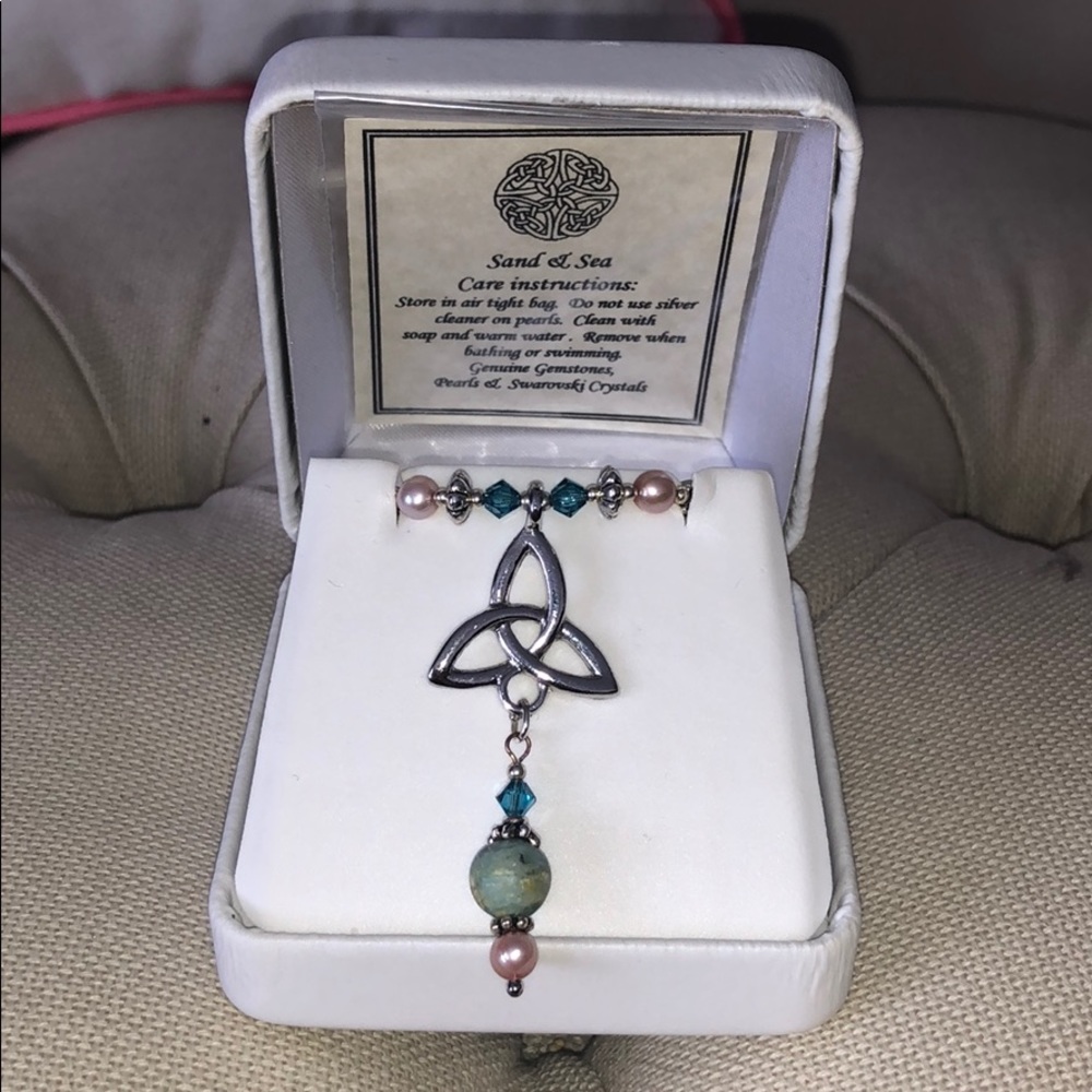 Swarovski Pearl Trinity Necklace Sand and Sea